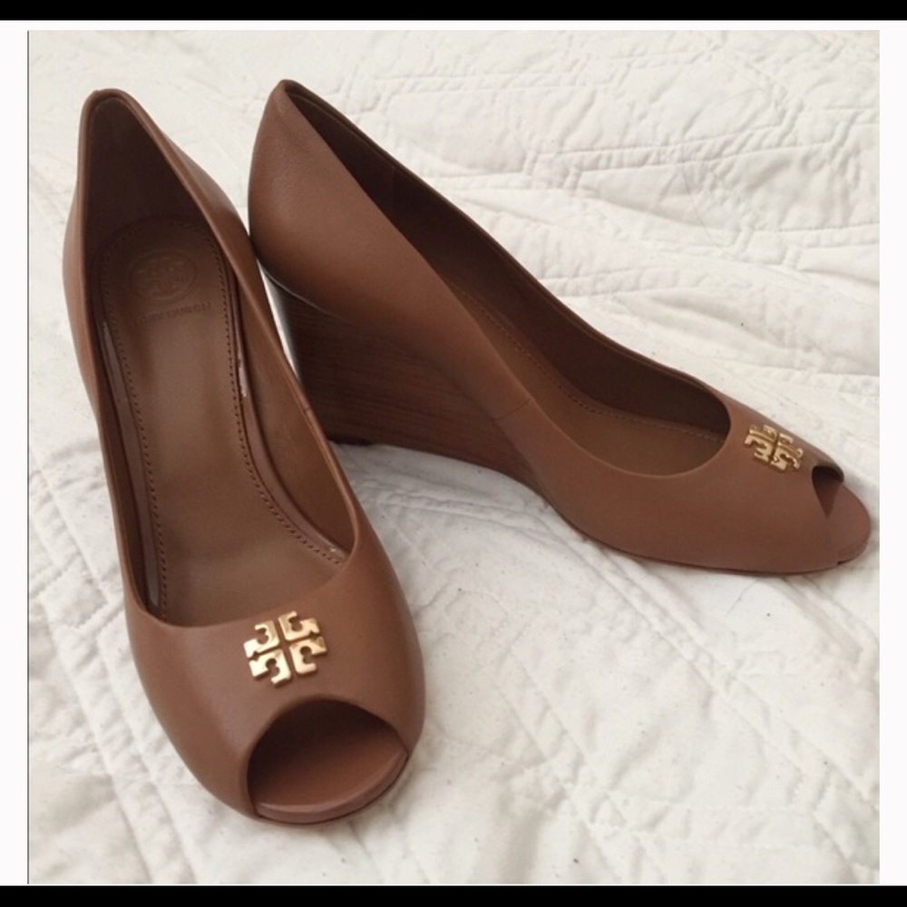 Tory Burch Jolie Peep Toe Wedge Pumps